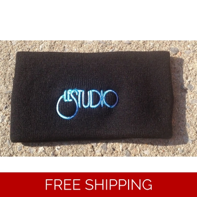 Le Studio Black Winter Headband W & B Front Logo